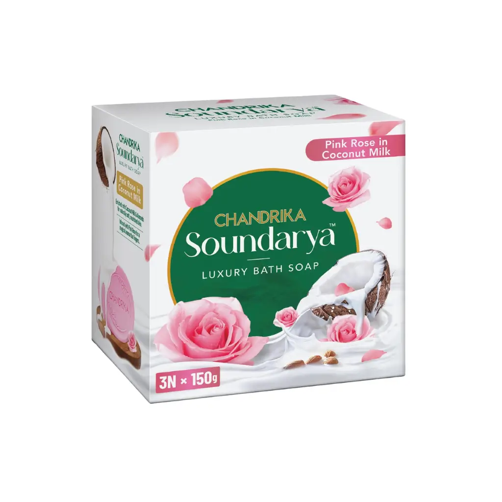 CHANDRIKA SOUNDARYA LUXURY BATH SOAP PINK ROSE IN COCONUT MILK (3*150 G) 450 G