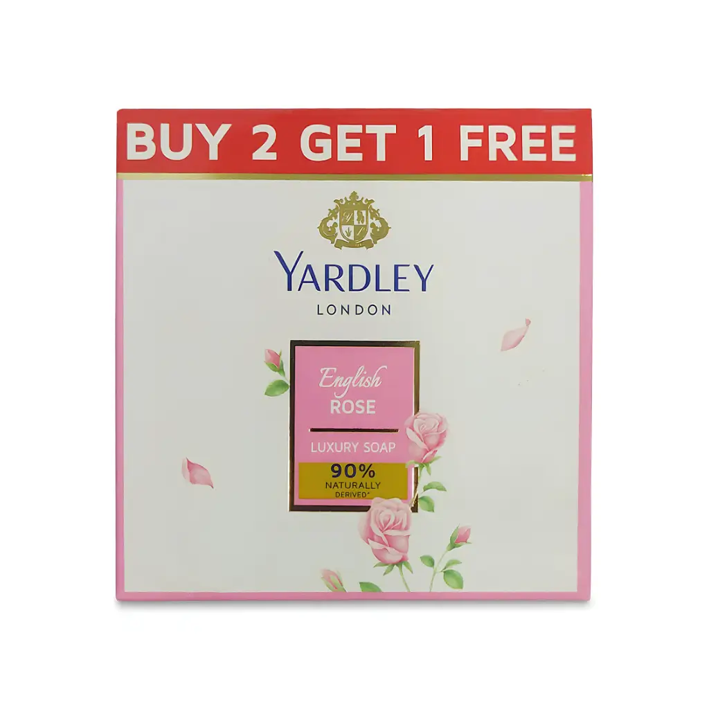 YARDLEY LONDON ENGLISH ROSE PERFUMED MOISTURISING  SOAP BUY 2 GET 1 FREE (3*100 G) 300 G