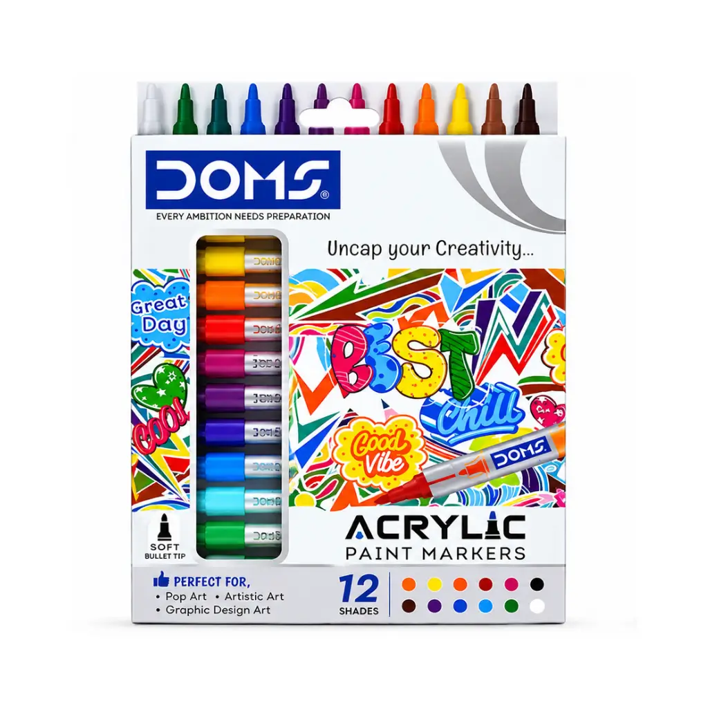DOMS ACRYLIC PAINT MARKERS 12 SHADES