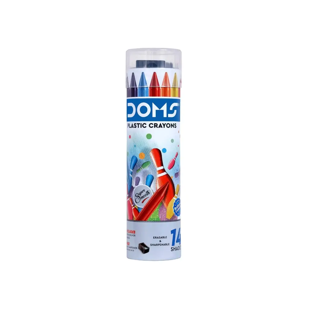 DOMS PLASTIC CRAYONS 14 SHADES 110 MM