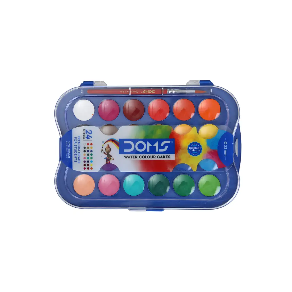DOMS AQUA COLOUR CAKES 24 SHADES + ONE BRUSH INSIDE 23 MM