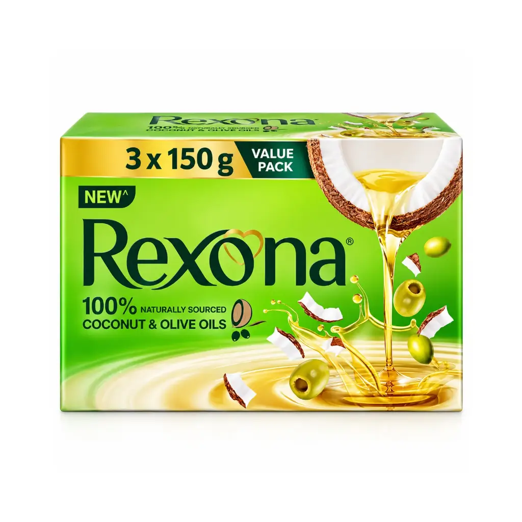 REXONA COCONUT & OLIVE OILS BATH SOAP 3 X 150 GM