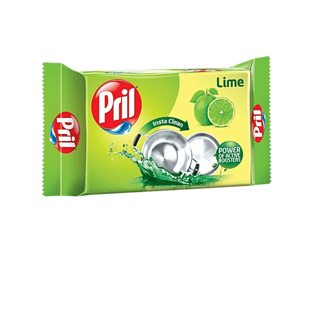 Pril Dishwash Bar 400g | Dish Cleaner with Goodness of Lime | Removes Tough Stains and Malodour | With the Power of Active Boosters | Leaves No Residue, Grease Cleaner For All Utensils