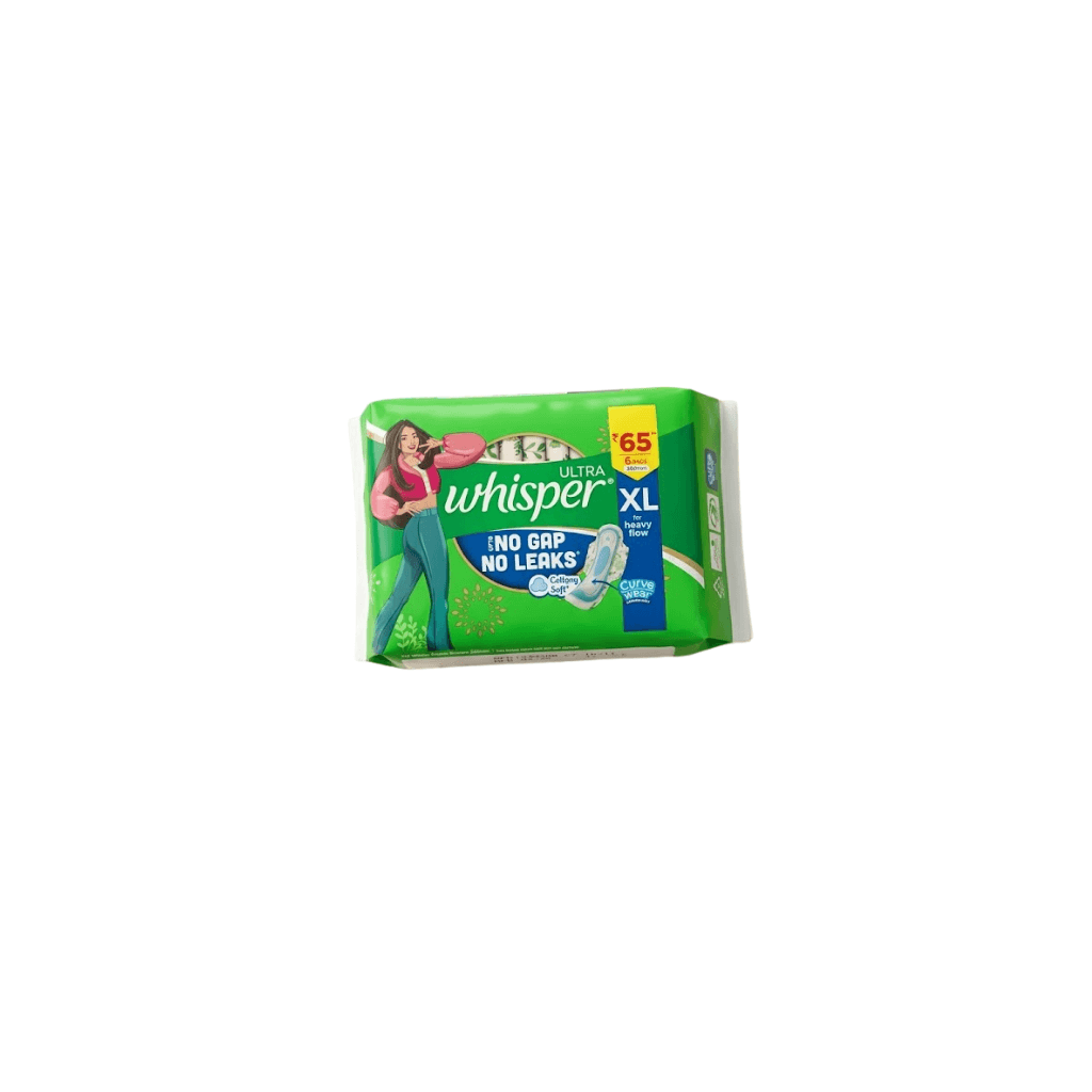 Whisper Ultra Upto No Gap No Leaks Sanitary Pads, 6 XL Pads, For Heavy Flow Protection
