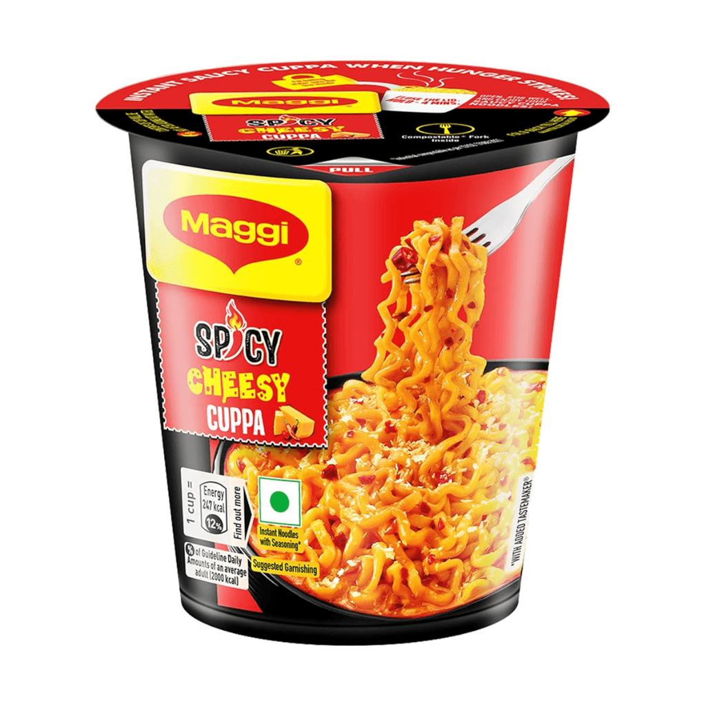 MAGGI Spicy Cheesy Instant Cuppa Noodles - Delicious Slurpy and Saucy Taste, 71.5g