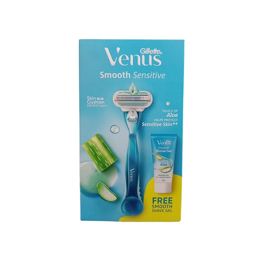 GILLETTE VENUS SMOOTH HAIR REMOVAL RAZOR FOR WOMEN WITH ALOE VERA WITH FREE VENUS SMOOTH SHAVE GEL 1 PC