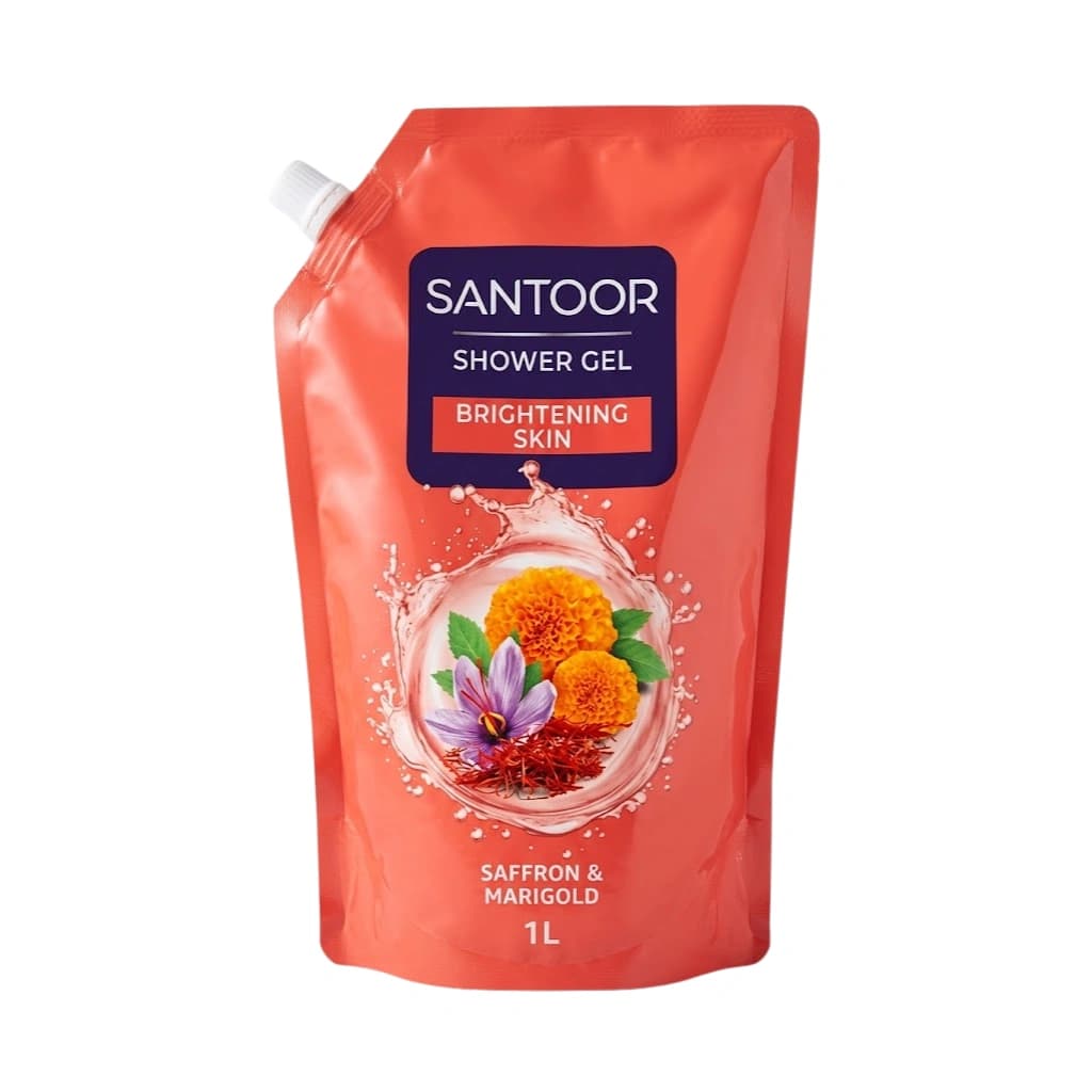 Santoor Brightening Skin Shower Gel With Saffron & Marigold 1L