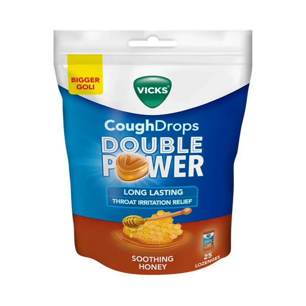 VICKS DOUBLE POWER STANDEE POUCH 25S HONEY
