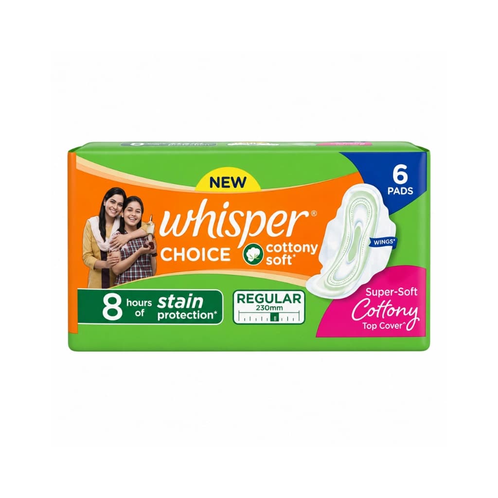 WHISPER CHOICE NEW COTTONY SOFT REGULAR SANITARY 6 PADS