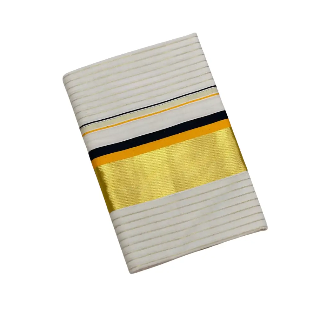 Original Handloom Kasavu Cotton Set Saree body stripe with blouse