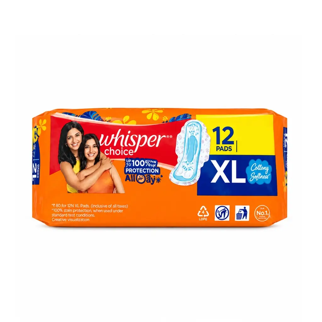 WHISPER CHOICE XL COTTONY SOFTNESS 12s