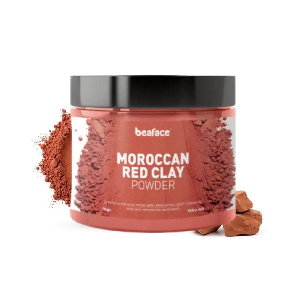 BEAFACE MOROCCAN RED CLAY POWDER PREVENT PIMPLES REMOVE IMPURITIES 100 GM