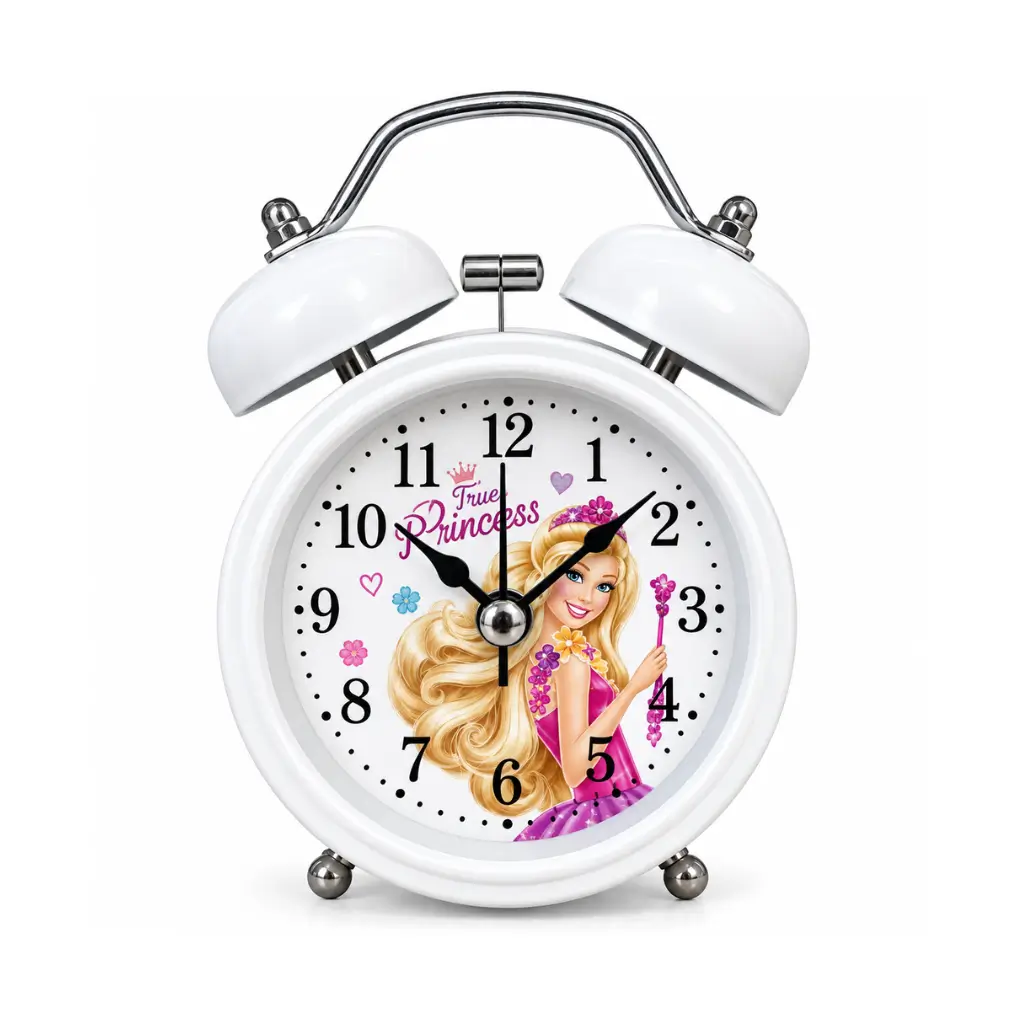 CRAFT TARA RETRO VINTAGE TWIN BELL ALARM CLOCK SET | LOUD ANALOG BESIDE TABLE CLOCK FOR KIDS | STUDENTS & HEAVY SLEEPERS WHITE BATTERY OPERATED | BATTERY NOT INCLUDED