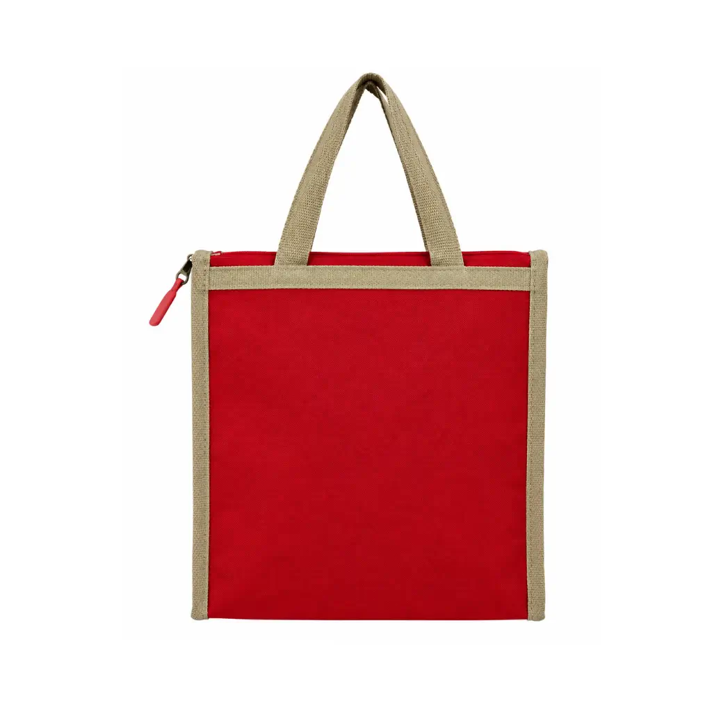 POOJA BAGS REUSABLE RED INSULATED LUNCH TOTE BAG WITH ZIPPER & CARRY HANDLES