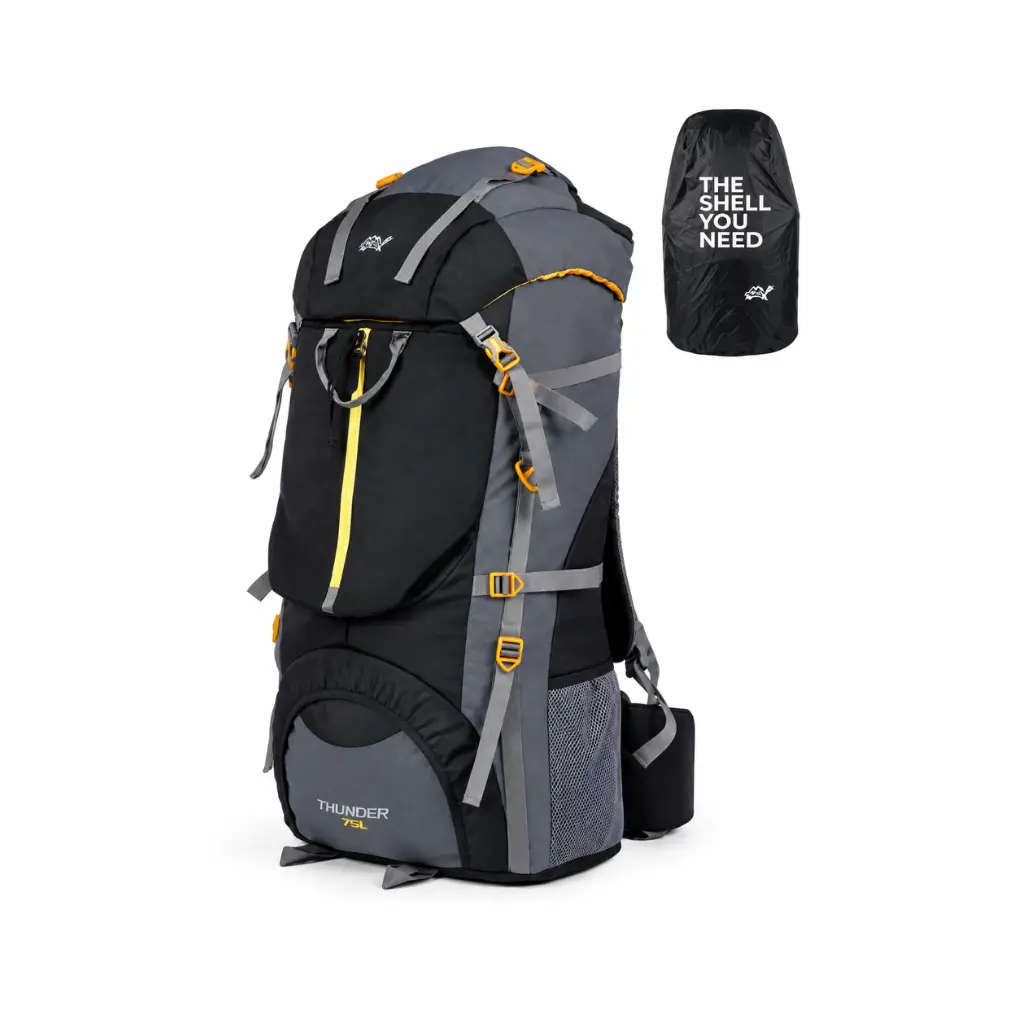 SYTRO BAGS THUNDER 75L RUCKSACK FOR TREKKING & TRAVEL | HIKING BACKPACK WITH RAIN COVER ( GRAY OR BLACK)