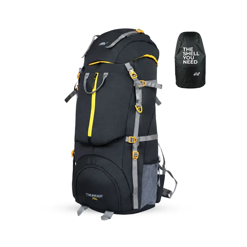 SYTRO BAGS THUNDER 75L RUCKSACK FOR TREKKING & TRAVEL | HIKING BACKPACK WITH RAIN COVER (BLACK)