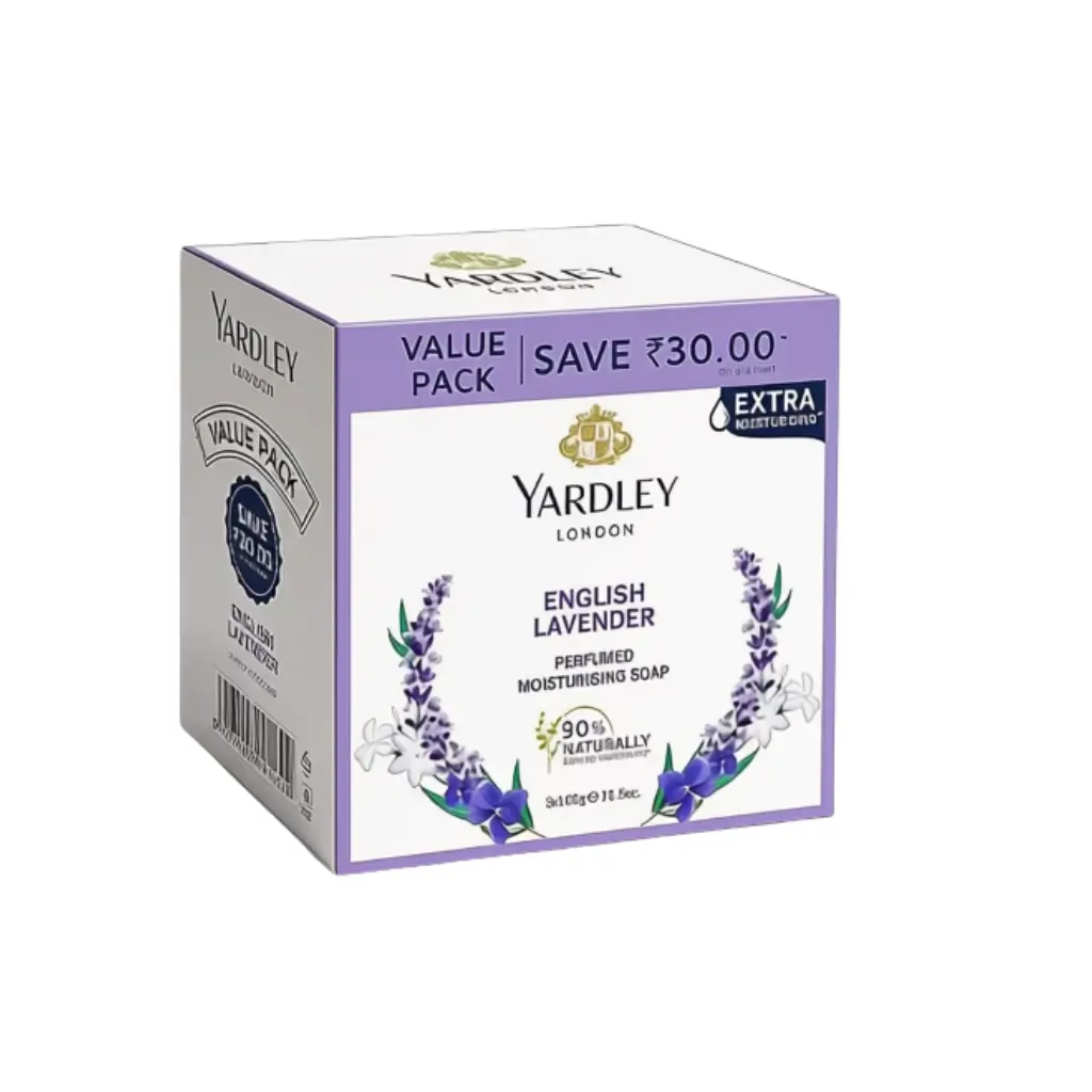 YARDLEY LONDON ENGLISH LAVENDER PERFUMED MOISTURISING SOAP BUY 2 GET 1 FREE (3*100 G) 300 G