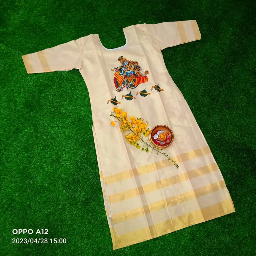 GOLD TISSUE READYMADE KURTHI - B